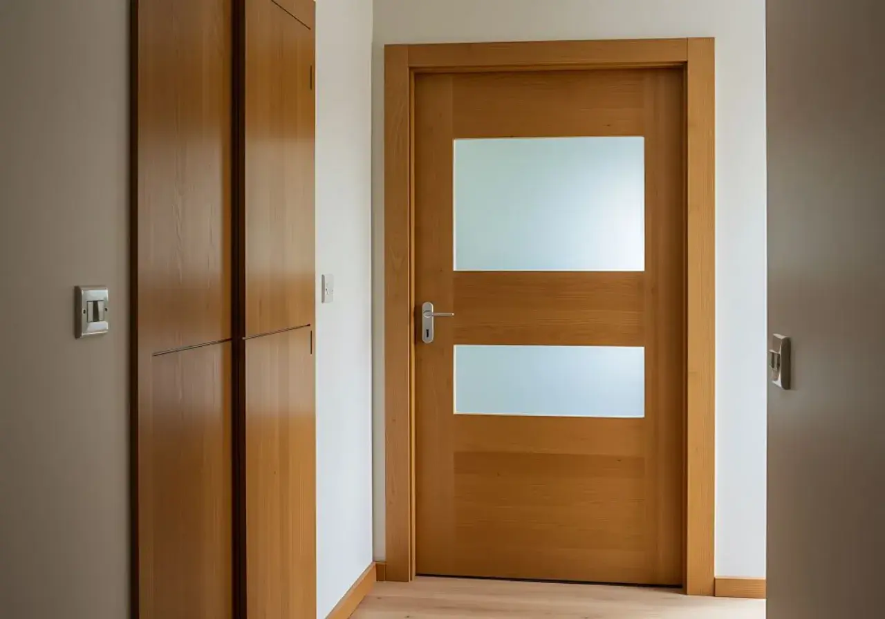 Drewniane drzwi z przeszkleniem, idealne do odnowienia stare drzwi z szybą. Jasne drewno, nowoczesny design.