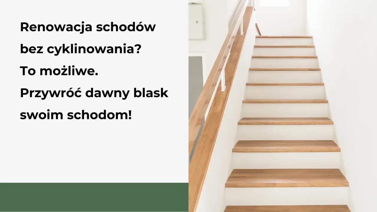 Piękne, odnowione schody drewniane z widocznym, świeżym lakierem. Przywróć blask swoim schodom bez cyklinowania!