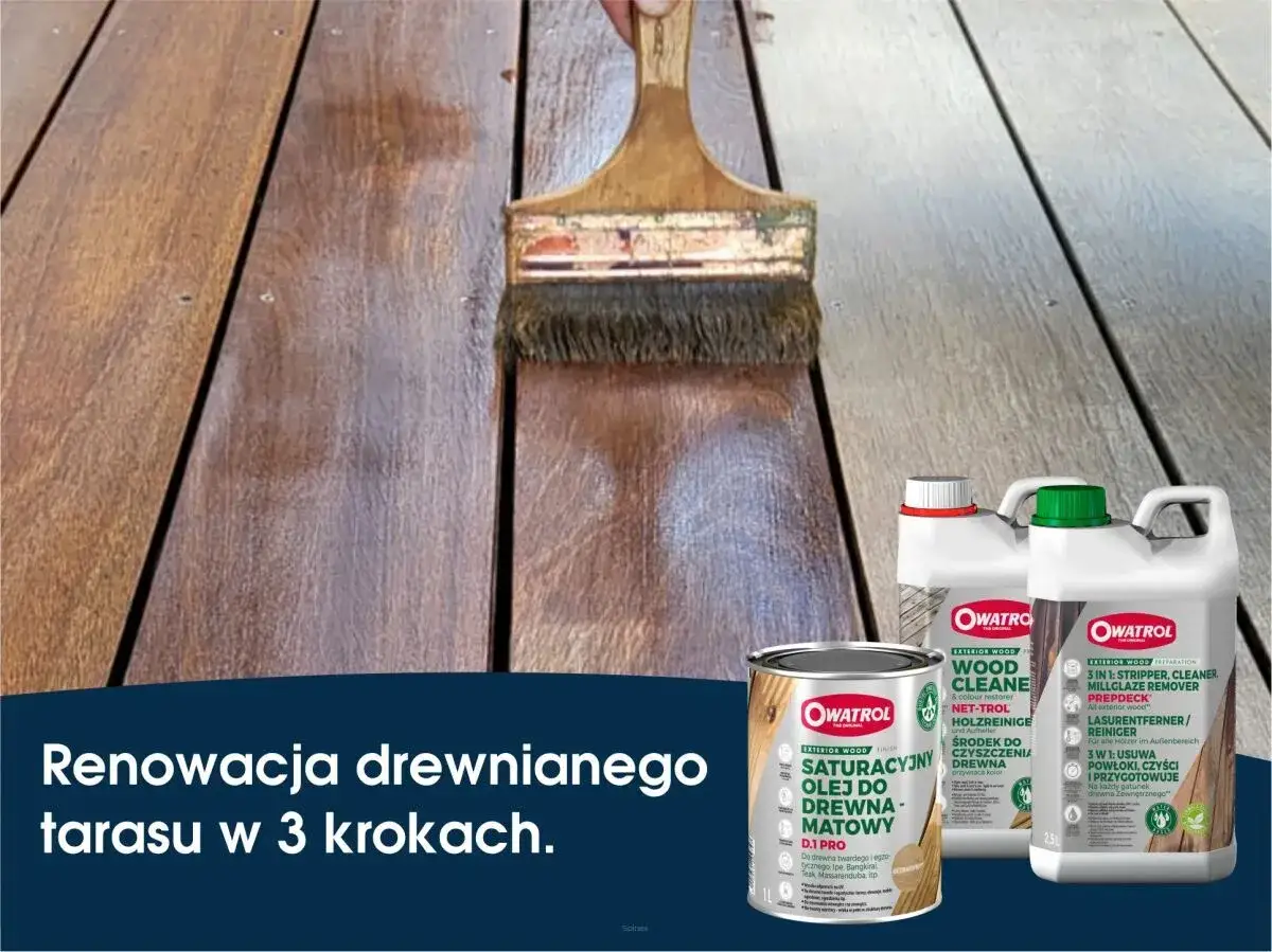 Olej do drewna Owatrol to idealny sposób, czym pomalować taras drewniany, by go odnowić i zabezpieczyć.